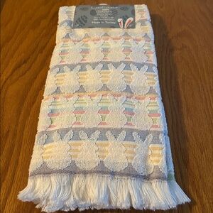 NEW Ladinne Happy Easter Fringe Kitchen Towels 100% Cotton 20”x30” set of 2